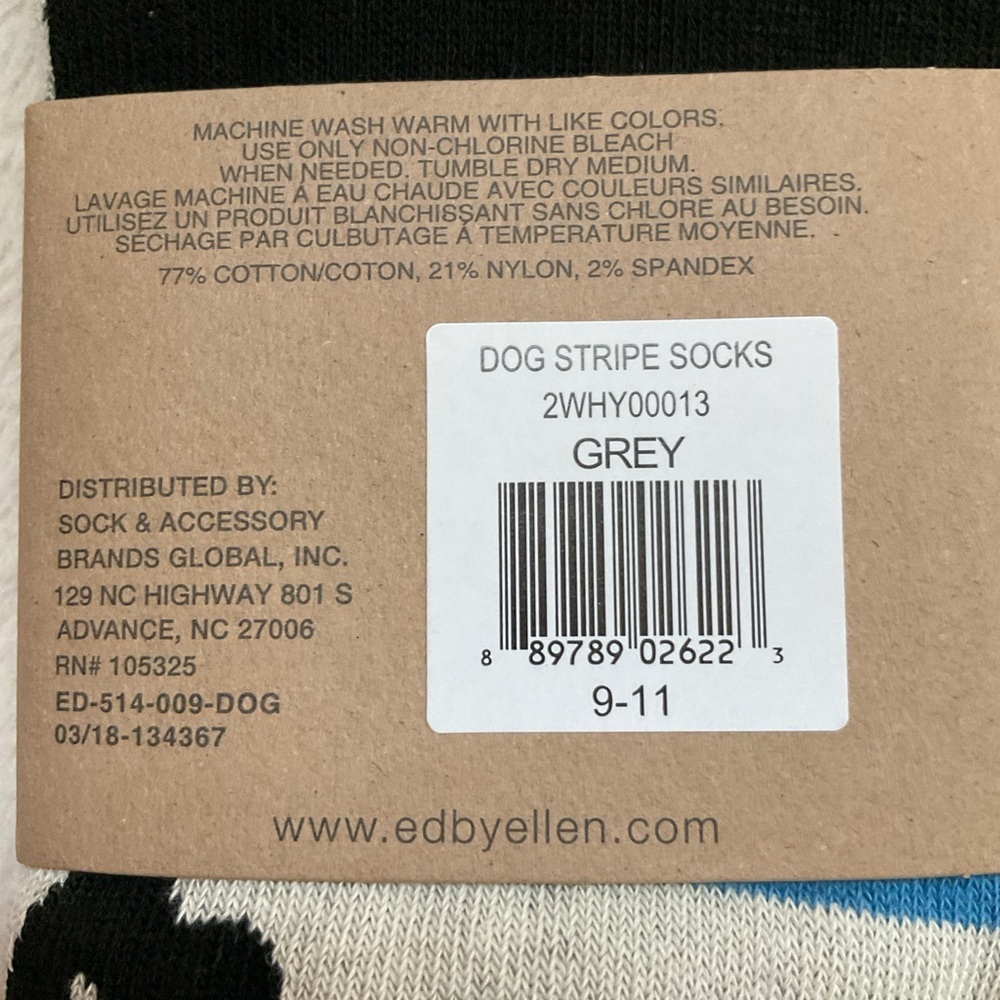 Ellen Degeneres Striped Crew Socks in Cream, Blue & Gray - Picture 3 of 3